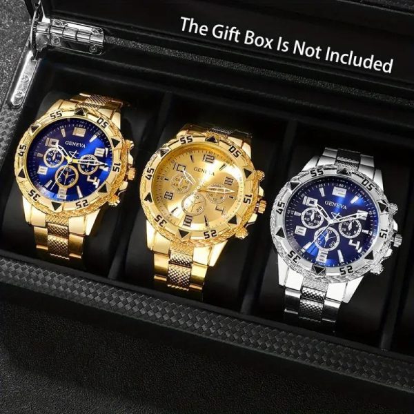 Jam Tangan Lelaki 3PCs Set Eksklusif - Kombinasi Bisnes | Hadiah Terbaik untuk Hari Ayah/Hari Jadi Suami/Teman Lelaki | Rekaan 3 Mata Modern set jam tangan suami premium watches