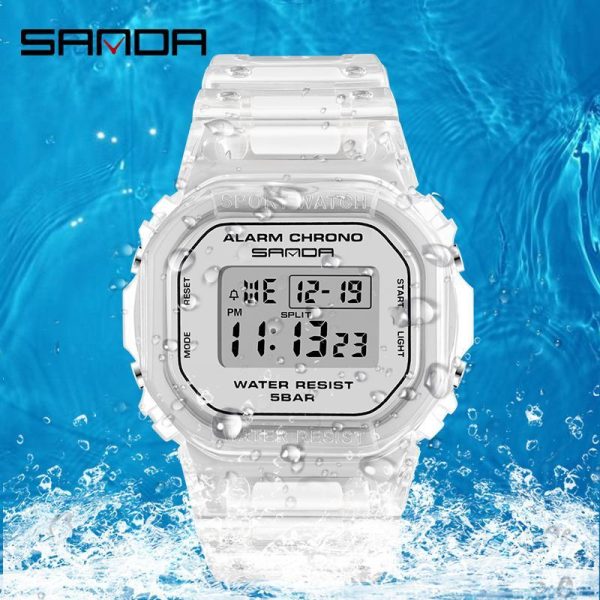 Jam Tangan Kalis Air, SANDA, 2009, Berkilau, Fesyen Kasual, Jam Tangan Sukan, Paparan Digital, Untuk Wanita
