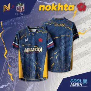 Jersi Nokhta Merdeka Baju NFL Lycra Edisi 2025 Bunga Raya Sports Clothing 280GSM S-5XL MER-LYC-2025 Lengan Pendek Short Sleeve Streetwear Patriotic Outfit dengan Teknologi Cool Mesh