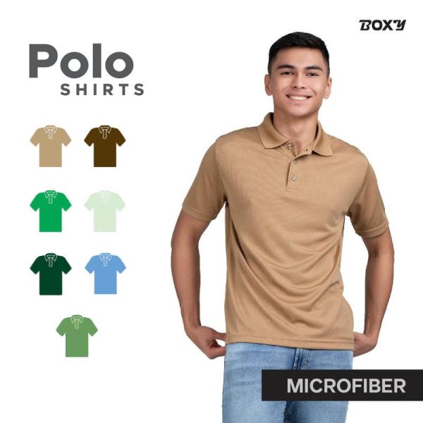 Boxy Microfiber Dri Fit Polo Shirts For Men's and Women's - Khaki / Dark Brown / Irish Green / Cool Mint / Forest Green / Steel Blue / Army Green