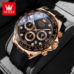 OLEVS Jam Tangan Lelaki Original Waterproof Watch Men Quartz Analog Genuine Leather Business Sun Moon Star Multifunctional Calendar Luminous Fashion Men's Watches stok sedia 2875 Fashion Jam kulit PU lelaki Banyak warna Ada stok tersedia Pejabat parti