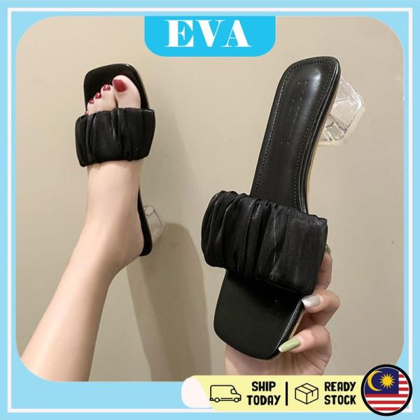 READY STOCK EVA Shoes Middle Heels Kasut Wanita Fairy Crystal Women Shoes Perempuan Lady Summer