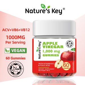 [Promote] Nature’s Key Gummies Cuka Epal Vegan Gummies ACV dengan Asid Folik Vitamin B6 B12 Delima Bit 60 Kirran Health Jus Supplements