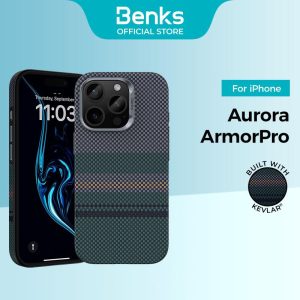 Sarung Perisai Aurora ArmorPro, Benks, Dibina dengan Kevlar, Serasi dengan iPhone 16 Pro Max, 16 Pro, 15 Pro Max, dan 15 Pro