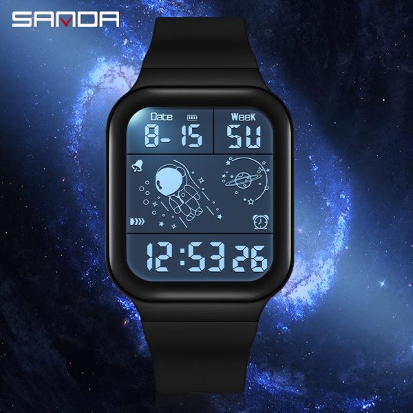 Jam Tangan Sukan Angkasawan Kecergasan, AW24 SANDA 6052, Pergerakan Kuarza Persegi, Jam Tangan Analog-Digital, Kalis Air, Sesuai untuk Lelaki dan Wanita