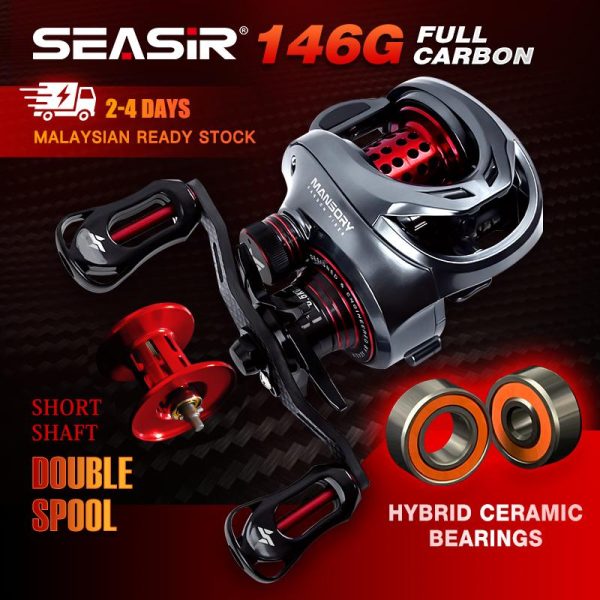 Kekili Memancing Tuang Umpan, Seasir Mansory, Serat Karbon Ultra Ringan, Semua Sekitar, Kekili Bebas, Bicu, 11 + 1BB, Nisbah Gear 7.3: 1, Seret Maks 8.5kg, Galas Seramik Hibrid, Sesuai untuk Air Masin, 146g