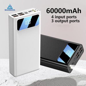 Yisen 60000mAh Power Bank 4 USB Fast Charging Powerbank LED Digital Display Portable Charger White Black for iPhone huawei