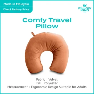 PILLOWKING - U-Shaped Velvet Neck Pillow Soft Memory Foam Travel Pillow Headrest Bantal Leher Kereta Lembut