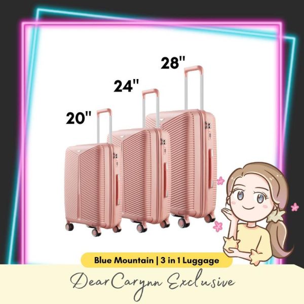 Blue Mountain 20"/24"/28" 3 in 1 Altair UNBREAKABLE PP Expandable Luggage Hand Bag TSA Lock Hard Case Trolley Suitcases