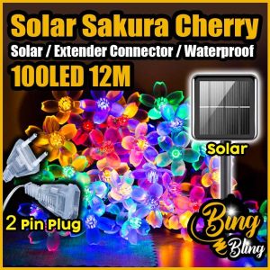 [BingBling]【 12M-100LED | 8 Modes | Solar & Plug 】Viral Lampu Raya Sakura Solar Outdoor Waterproof Lighthing Cherry Flower Blossom Light Lampu Lip Lap Klip Kelip Kelip2 Warna Warni Fairy String Colour Lighting Taman Hiasan Decoration Garden RGBWarna Warni