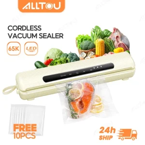 ALLTOU Cordless Vacuum Sealer 65000PA 30cm LED Display Dry Wet Sealer Vacuum Fresh Food Packing Machine