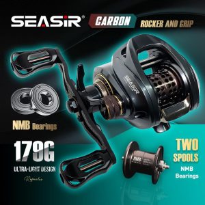 Kekili berganda ultralight SEASIR-REPEATER untuk Baitcasting, 179g, karbon rocker dan cengkaman, gear utama tembaga dan gear pinion, galas NMB, gegelung pancing tuang jauh untuk Snakehead Bass Pike