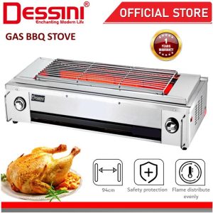 DESSINI ITALY CE Approval 2800Pa Gas BBQ Grill Stove Non Stick Stainless Steel Roast Bake Barbecue Roaster Electric Fan