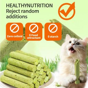 Tongkat Rumput Kucing, PetClear, Makanan Ringan Kucing Kering Beku, Bebola Rambut, Pembersihan Gigi, Penyingkiran Bulu Ringan, Makanan Ringan Haiwan Peliharaan Segera