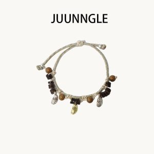 Gelang Tangan Pasangan, JUUNNGLE / Zhougu, Tenunan Tangan Niche Uniseks, Reka Bentuk Asal, Hadiah untuk Teman Wanita, Koleksi Musim Bunga-Musim Panas