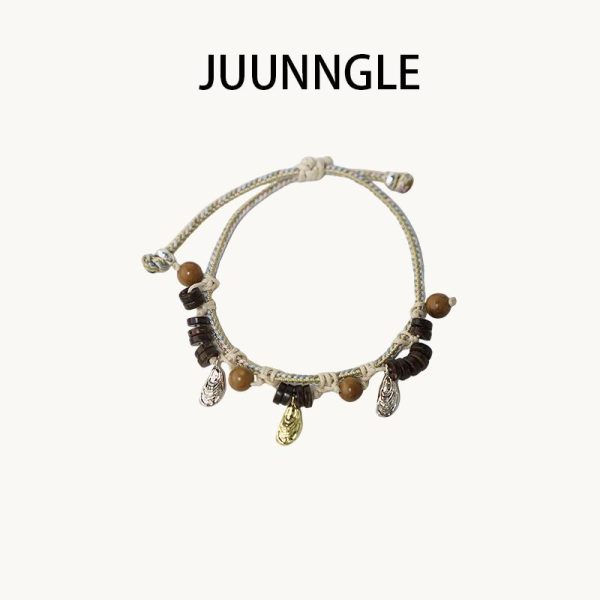 Gelang Tangan Pasangan, JUUNNGLE / Zhougu, Tenunan Tangan Niche Uniseks, Reka Bentuk Asal, Hadiah untuk Teman Wanita, Koleksi Musim Bunga-Musim Panas
