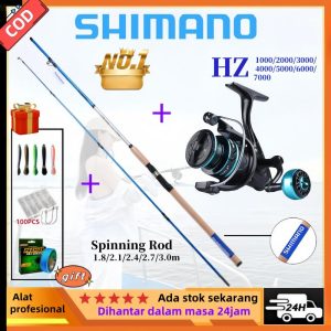 2025 NEW SHIMANO Set Pancing Rod  Batang Pancing Set Fishing Rod Reel Combos Saltwater Spinning Reel Stainless Steel Outdoor Carbon Plastic Lure Fishing Rod Blue M Power Rod Casting rod murahtahan lasak Sports Equipment Memancing Set ori joran stella