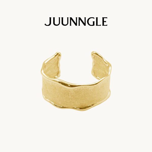 Gelang Terbuka Pasir Cecair, JUUNNGLE Zhougu, Gelang Pereka Uniseks, Barang Kemas Boleh Ditindan Minimalis, Hadiah Elegan untuknya / untuknya, Aksesori Pasangan Bergaya
