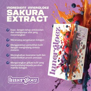 Innergloez TRIAL INNERGLOEZ - Serbuk Elstrak Sakura Membantu Pudarkan Jeragat & Memberikan Kesan Glowing Untuk Kulit Sensitif Dan Kusam