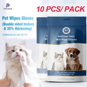 Sarung Tangan Pakai Buang Haiwan Peliharaan, PetClear, Untuk Kucing dan Anjing, Sesuai untuk Membersih, Mengeringkan, Mandi dan Menyahbau.
