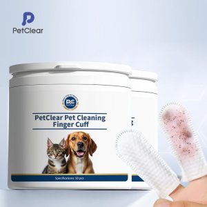 Tisu Jari Pembersih Telinga Kucing, Pembersih Telinga Haiwan Peliharaan dan Anjing, Cecair Pembersih Telinga, Membantu Menghilangkan Hama Telinga, Bekalan Pembersihan Telinga