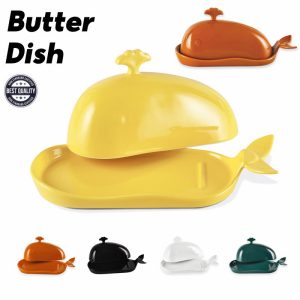 Pinggan Keju, Hidupan Paus, dengan Tudung, Kotak Penyimpanan Keju, Kotak Mentega Isi Rumah, 1 Keping Supplies butter container