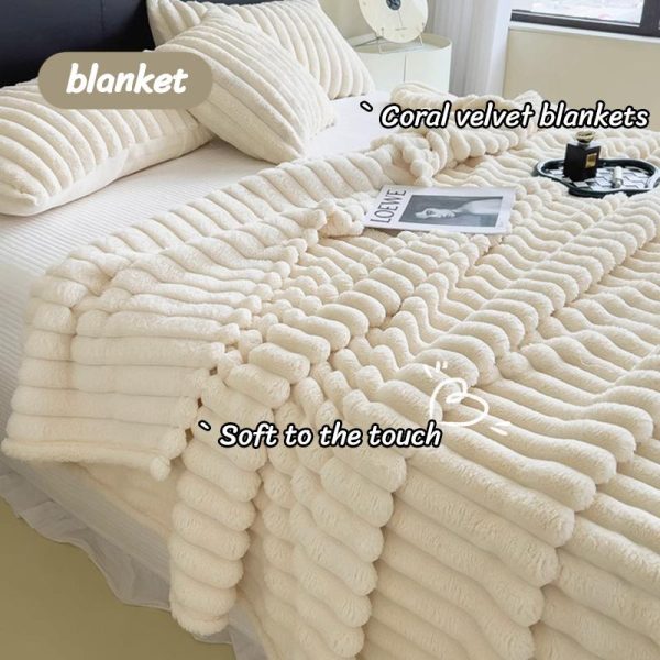 Selimut Bulu Karang, FDM, Sesuai untuk Sofa, Katil, Tidur, Pejabat, Tidur Petang, Selendang, Selimut Penyaman Udara Bedding Blankets Soft