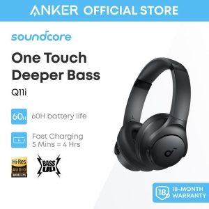 Soundcore by Anker Q11i A3005 Fon Kepala Tanpa Wayar Bluetooth Over-Ear, Bass Mendalam, 60 Jam Masa Main, Audio Resolusi Tinggi, Kusyen Telinga Boleh Tanggal, Sambungan Berbilang Titik