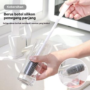Cuci Cawan, Sikat, Pemegang Panjang Silikon, Kegunaan Khas Isi Rumah Tanpa Sudut Buta, Berus Pembersihan Dinding Botol Bayi, Sikat Cawan Alat Hebat Padam Kotoran Supplies