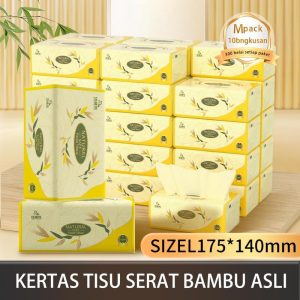 【10Pack】Free shipping on in-stock items High-end Eco-friendly Original Bamboo Soft Facial Tissue Paper 4ply 300sheets(75Pulls) Tissue Tisu thickness belajar