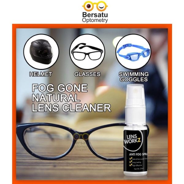 LENS WORKZ Anti Fog Spray For Glasses Spectacle Safety Goggles Lens Cleaner Spray Anti Kabus Cermin Mata 20ml Eyewear