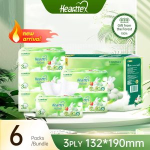 [6 Pek] [Siri Rabbit Seal] HEARTTEX Baharu Tisu Lembut (Tanpa Pewangi) , 88 helai , 132mm x 190mm