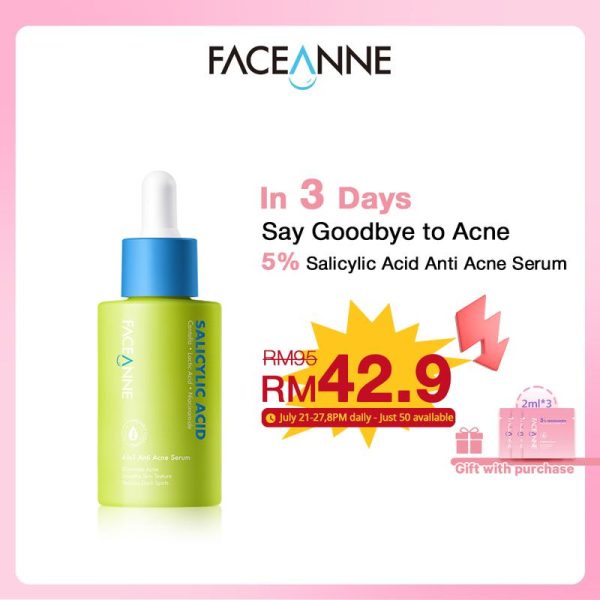 FaceAnne 5% Salicylic Acid Instant Cooling 4-in-1 Anti Acne Serum with Niacinamide & Resurrection Plant – Reduces Breakouts, Fades Scars, Soothes Sensitive Skin