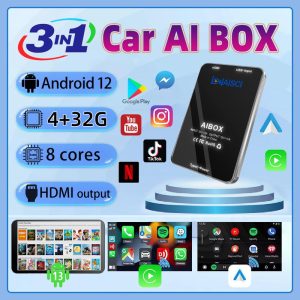 carplay ai box Android 12 system RAM 4+32GB  Quad Core processor Wireless Compatible with carplay ai box