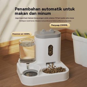 Dispenser Air Kucing Makanan Kucing Penyumpan Automatik Penyumpan Air Bersepadu Air Minum Kucing Peredaran Mengalir Dispenser Air Binatang