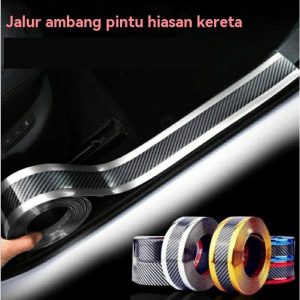 Jalur Ambang Pintu Kereta Pelekat Anti-Calar Pengubahsuaian Universal Pedal Hiasan Jalur Corak Gentian Karbon Bumper Pintu Tepi Pelekat Anti-Perlanggaran Automotive Car