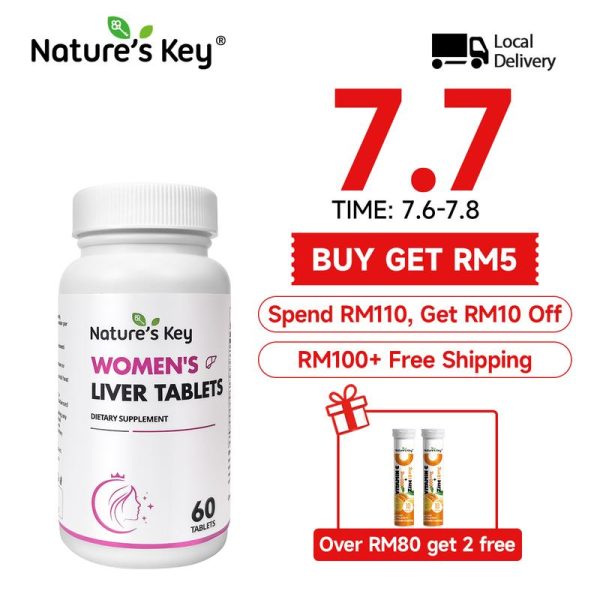 Nature's Key halal Hati Wanita Pamper Liver + Glow Skin! Milk Thistle, Turmeric (60-180tab) - Kulit Cerah, Badan Ringan! Vitamin Health Supplements