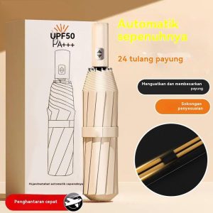 Payung Automatik, Cerah, Uniseks, Boleh Dilipat, Perlindungan Matahari, Bertetulang, Sesuai untuk Hujan