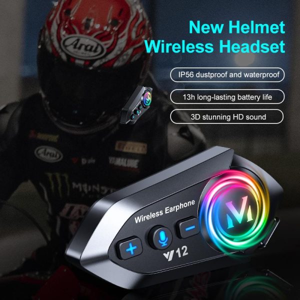 Helmet headset [VMEX brand] latest design Bluetooth helmet motorcycle headset, waterproof stereo music, AI voice assistant, super long battery life, equipped with microphone to automatically answer incoming calls,