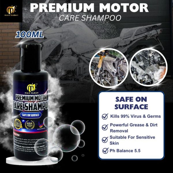 「Max Clean」Premium Motor Care Shampoo 100ml Pencuci Motosikal Cuci Bersih & Kilat Tanpa Merosakkan Cat Sesuai Untuk Cuci Enjin & Body Motor Wangi & Selamat Jimat & Efisien