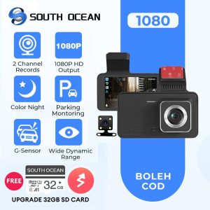 【FREE 32GB SD CRAD】New DASHCAM 4-inch driving recorder HD dual-lens dual-recording reversing image car 1080P car driving