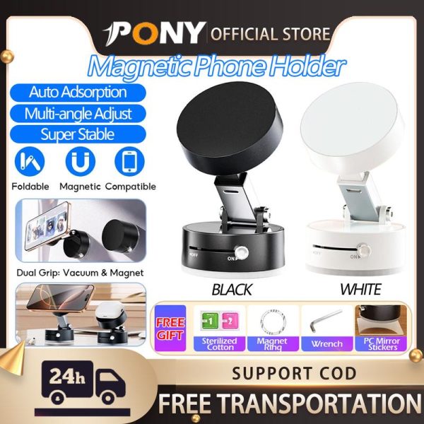PONY MALL cawan sedutan dua muka pemegang telefon bimbit magnetik pemegang navigasi kereta pemegang lipat pelbagai fungsi sesuai untuk semua produk pemegang telefon bimbit pemegang malas dengan kepingan magnetik magnet vakum telefon bimbit holder Phone