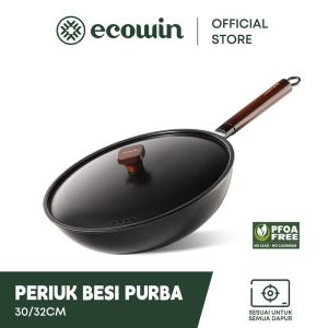 Ecowin - Kuali kuali besi isi rumah tidak melekat, bebas PFOA, sesuai untuk periuk peralatan dapur dapur gas deep fry pan Cookware Kitchenware
