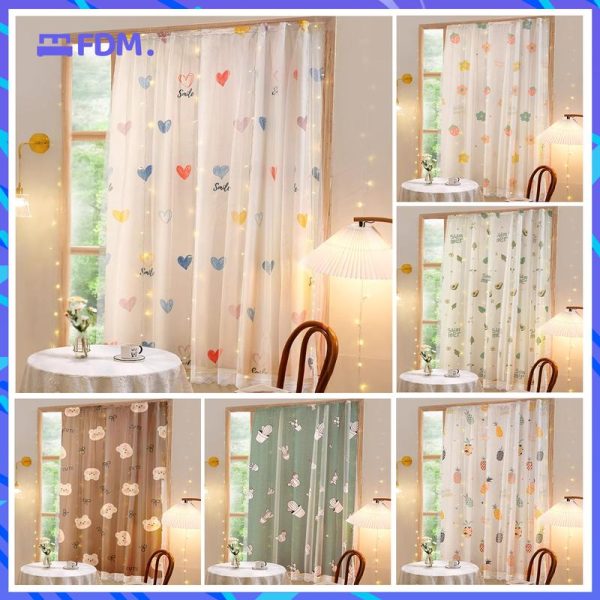 Langsir Kartun, Pengedap Velcro FDM, Pemasangan Percuma, Dua Lapisan, Kasa, Sesuai untuk Langsir Kecil Curtain Soft Textiles