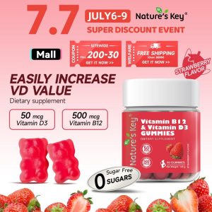 [Promote] Nature's Key Gummy VB12 + VD3, membantu meningkatkan metabolisme tenaga dan mengurangkan keletihan, melindungi kesihatan tulang & gigi, serta meningkatkan imuniti. Formulasi bebas gula