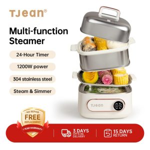Pengukus Pelbagai fungsi, Tjean, dengan dua lapisan, kapasiti 8.6 liter Electric Kukus Stim Cooker