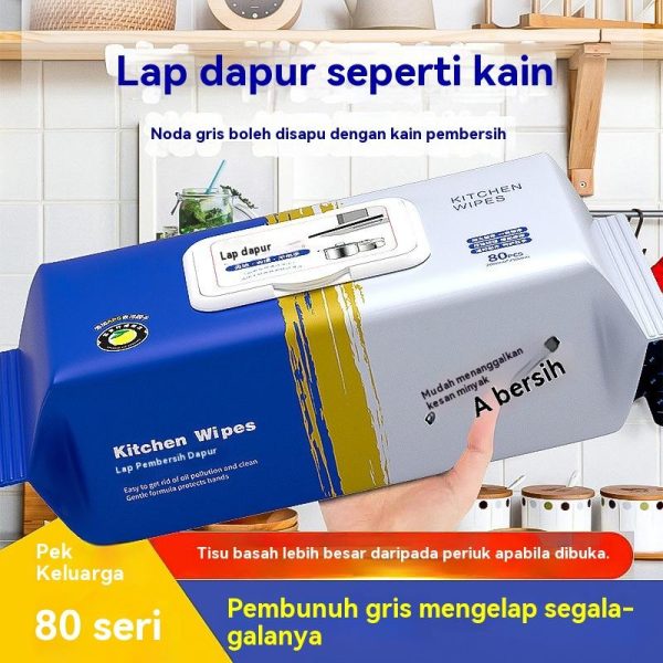 Tisu Basah Dapur, untuk Penyingkiran Minyak dan Noda, Sesuai untuk Pembersihan Julat Isi Rumah, Penyingkiran Minyak dan Noda Kuat, Bersih dengan Satu Lap, Dibesarkan dan Tebal Supplies degrease sejagat tisu & tisu pengelap dapur boleh dikitar semula