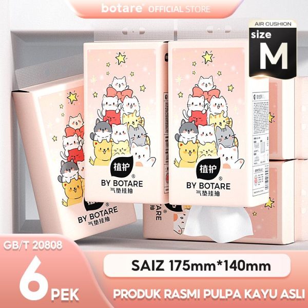 【6 Pek】Botare Tisu Gantung Lembut & Mesra Kulit 4 lapis 800 helai Saiz 140*175mm