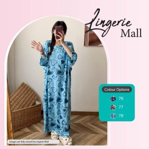 [Plus Saiz] Baju Tidur Wanita Kaftan Pyjamas Dress Lengan Pendek WCO314 Kain Cotton Mix Dusty Pink Short Sleeve Sleepwear Stretchable Comfortable Material