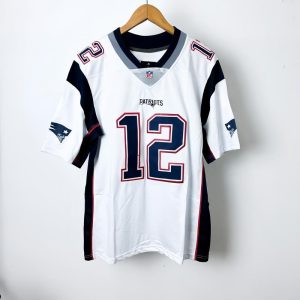 Jersi Bola Sepak Amerika, Jersi Premium NFL, Ragbi Tom Brady # 12 Patriots, Baju Jersi Bersulam Putih, Untuk Lelaki, Pakaian Bersaiz Besar, Jersi Sukan Clothing Sport Jersey
